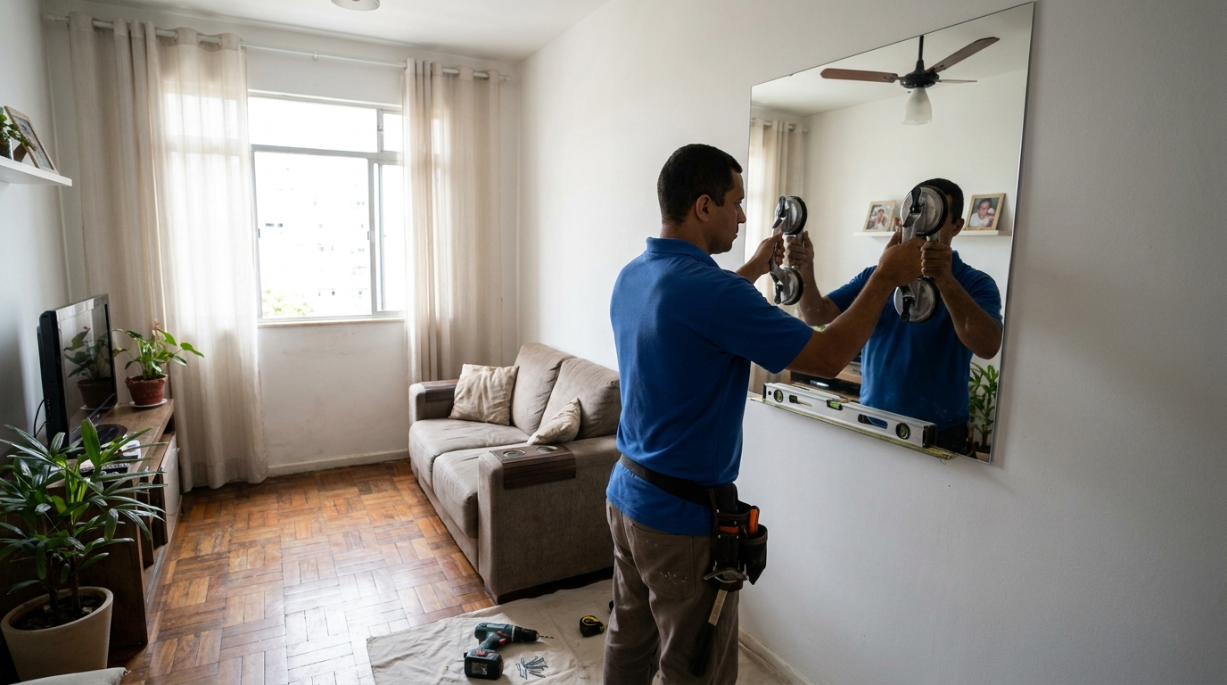 Espelho sob medida com parquet em Petrópolis-RJ
