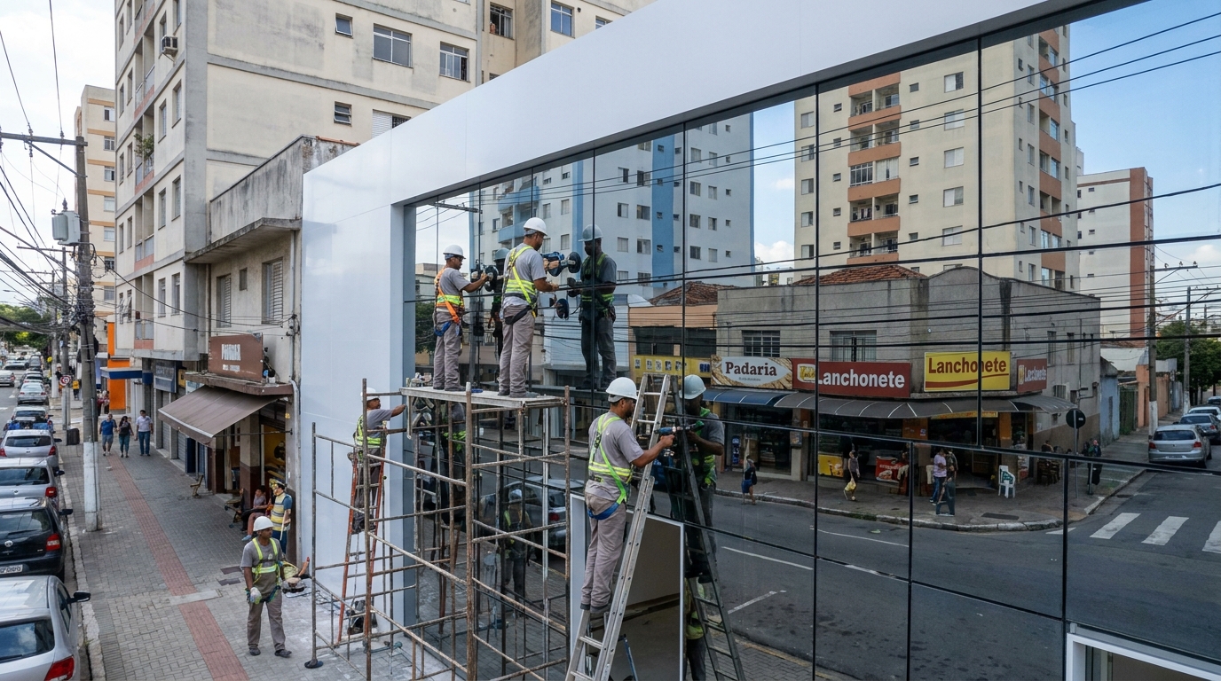 Fachada espelhada em esquina em Petrópolis-RJ